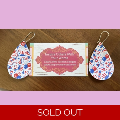 celebrate July 4th patriotic balloons light Weight faux leather dangle earrings